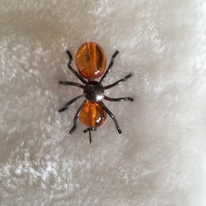 Unique Amber Spider Pin